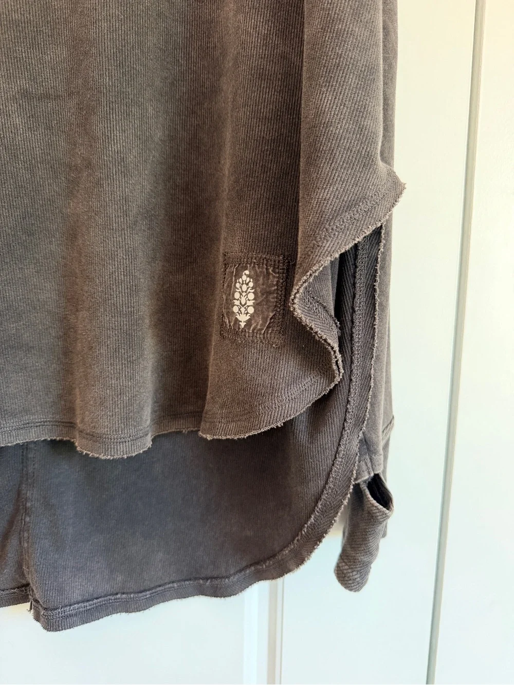 Free People Washed Deep V-Back Pullover - Charcoal - Picture 3 of 4